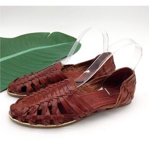 Vintage Huarache Sandals Womens Size 7 Brown Leather Chicos Boho Hippie Moccasin